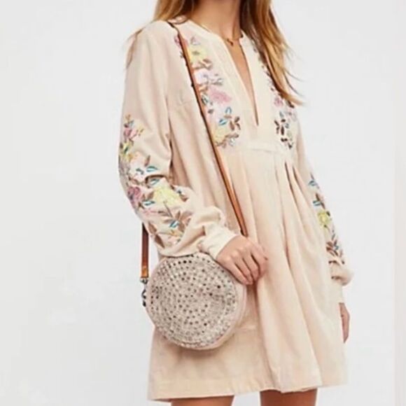 Free People Mia Embroidered Velvet Tunic Dress - Picture 1 of 9